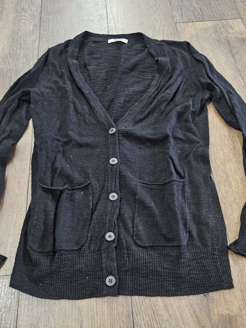 Madewell Women's Black Button-Up Long Sleeve Cardigan with Pockets Size S